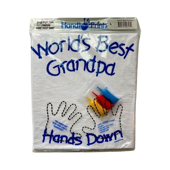 HandiPrints World's Best Grandpa T-Shirt Paint Kit Hand Prints (Large White) NWT - Picture 6 of 6